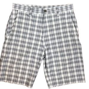 Ron Jon Surf Shop Gray And White Plaid Hybrid Shorts, Size 30